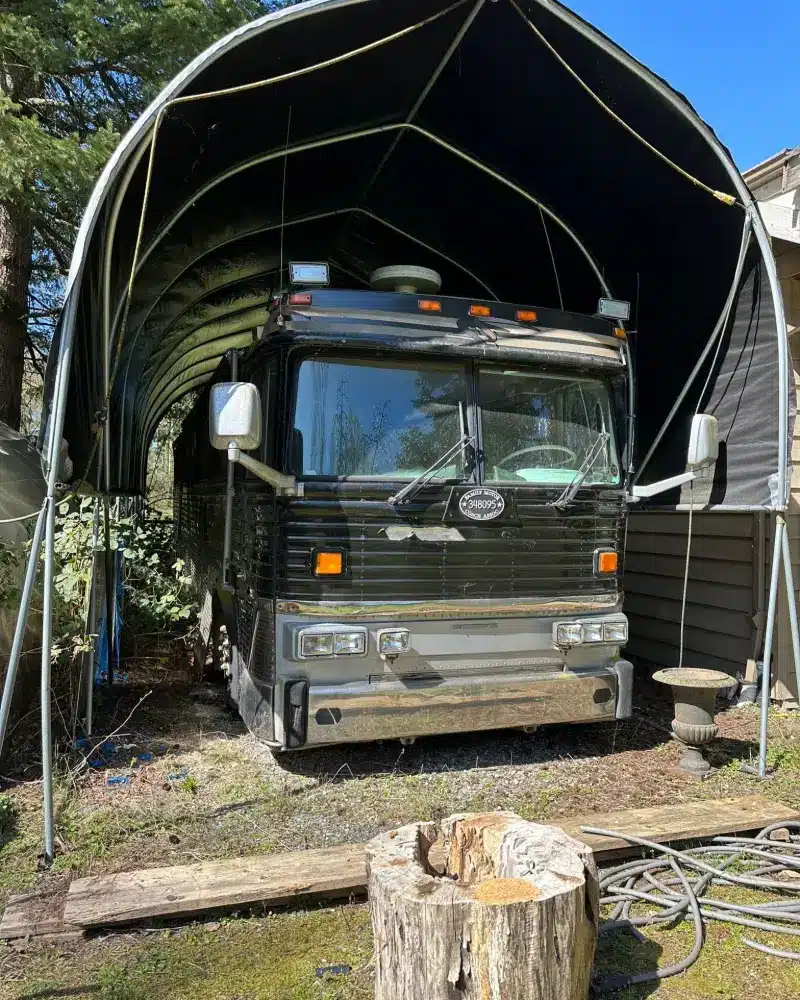 Scrap bus being removed