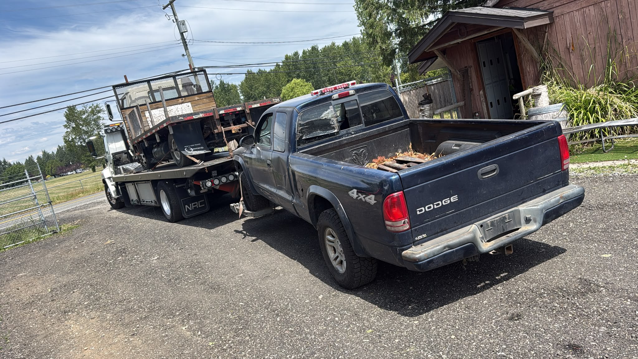Heavy equipment removal job by Noble Towing