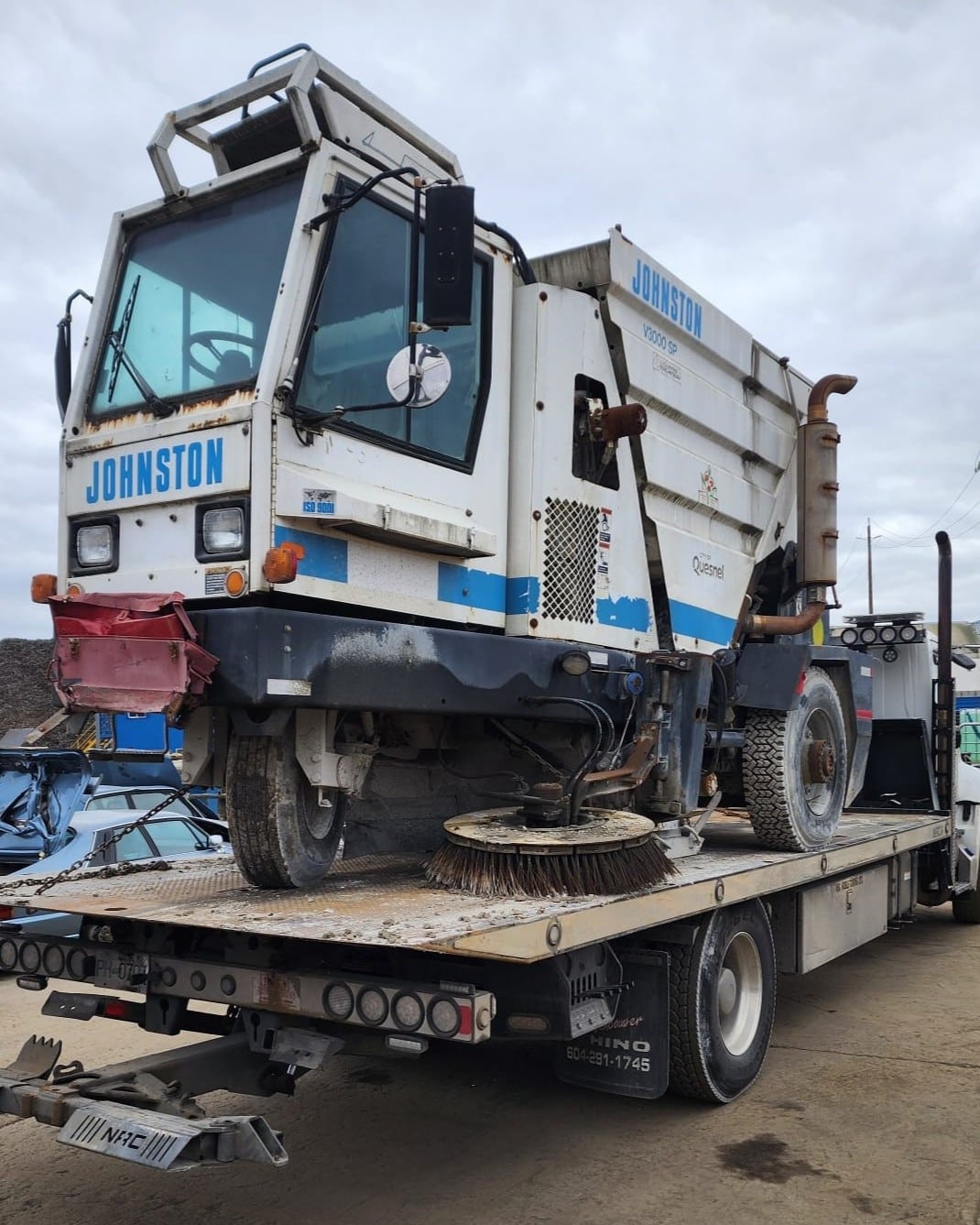 Industrial machine being removed from a site